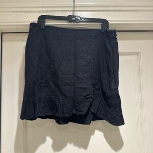 Abercrombie black linen skirt with scallop edge and zipper side size XL